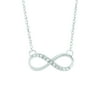 14K White Gold 0.1ct Side Cross Necklace , 18 in.