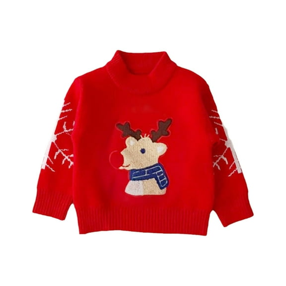 Generic Merry Christmas Baby Hoodie Baby Christmas Deer Hoodie Toddler Kids Baby Boys Girls Christmas Winter Striped Knit Sleeve Santa Hoodie T Shirt For 1 To 5 Years Christmas Baby Pullover Hoodie
