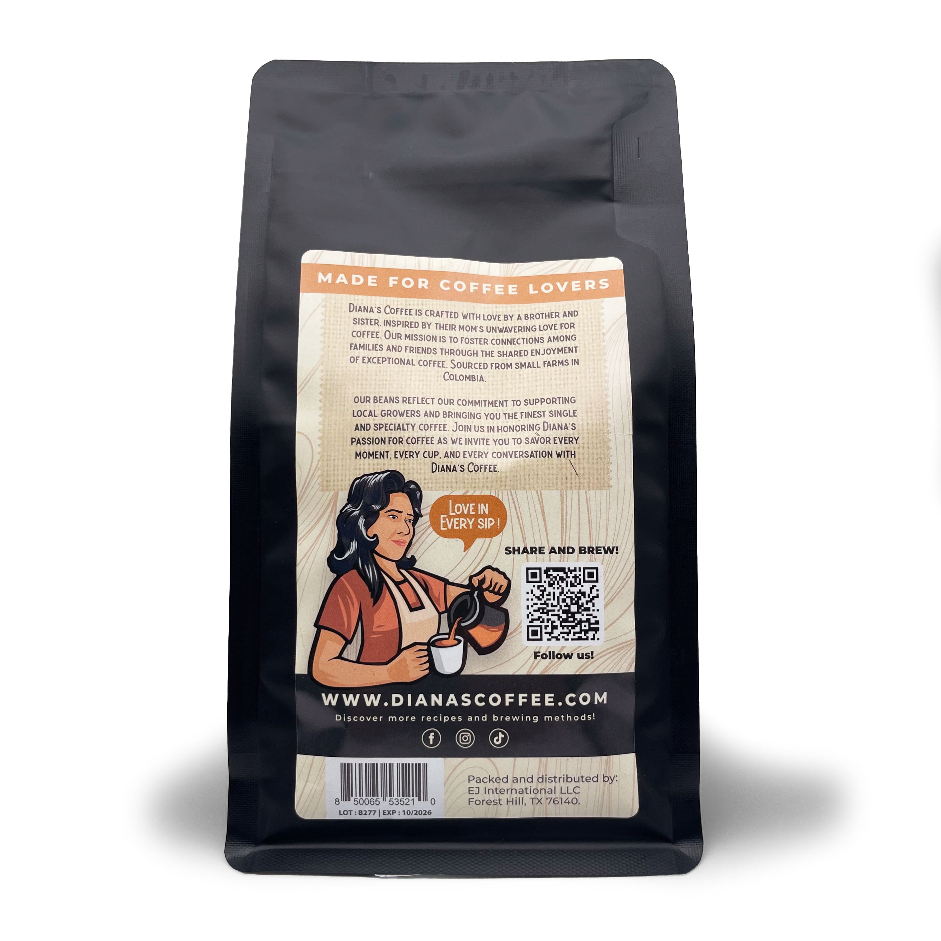 Diana's Coffee | Original Specialty | Natural | Whole Bean | 12 oz (340g)
