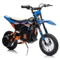 thumbnail image 1 of BeesClover 24V Ride on Motorcycle for Kids,13.6MPH Fast Speed Electric Battery-Powered Off-Road Motocross with 250W Strong Motor, Chain-Driven,Leather Seat,Disc Brake,Air-Filled Tires, 1 of 8