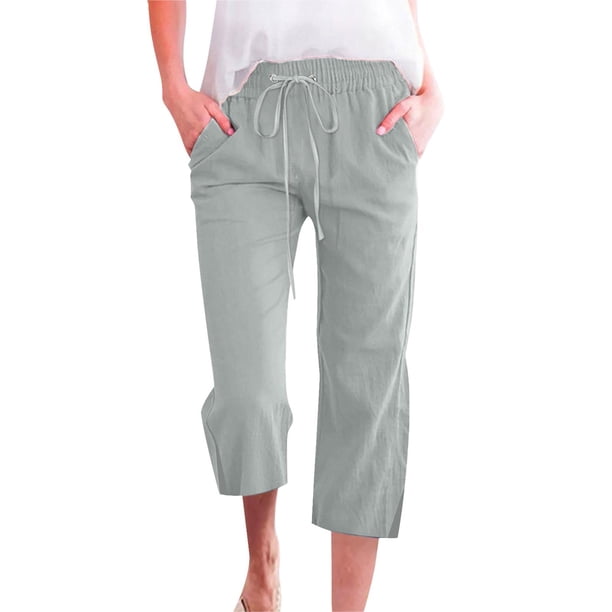 Ploknplq Linen Pants Women,Beach Vacation Clothes for Women,Lounge Pants Women,High Waisted Wide Leg Pants Elastic Straight Leg Long Pants,Joggers for Women,Cargo Joggers for Women Mint Green M