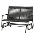 thumbnail image 2 of Resenkos All-Hand Woven PE Rattan Bench, Ergonomic Glider Loveseat, Outdoor Patio, Garden, Porch, Lawn, Comfort,Black, 2 of 11