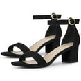 thumbnail image 1 of BLISSFUL STEP Women's Ankle Strap Open Toe Block Heels Sandals Black (Size 7), 1 of 6