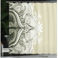 thumbnail image 3 of Ambesonne Mandala Shower Curtain, Traditional Lace Floral Art, 69"Wx70"L, Taupe Beige, 3 of 4