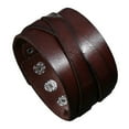 thumbnail image 2 of enjoywould Men Bracelet Faux Leather Solid Color Smooth Punk Style Button Closure Lightweight Individual Cross Strap Men Accessory, 2 of 5