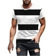 thumbnail image 2 of Mens T-Shirts Big & Tall M-5X Plus Size Short Sleeve Crewneck Tees Pullover Slim Stripe Printed Casual Athletic Workout Tshirts Tops, 2 of 5