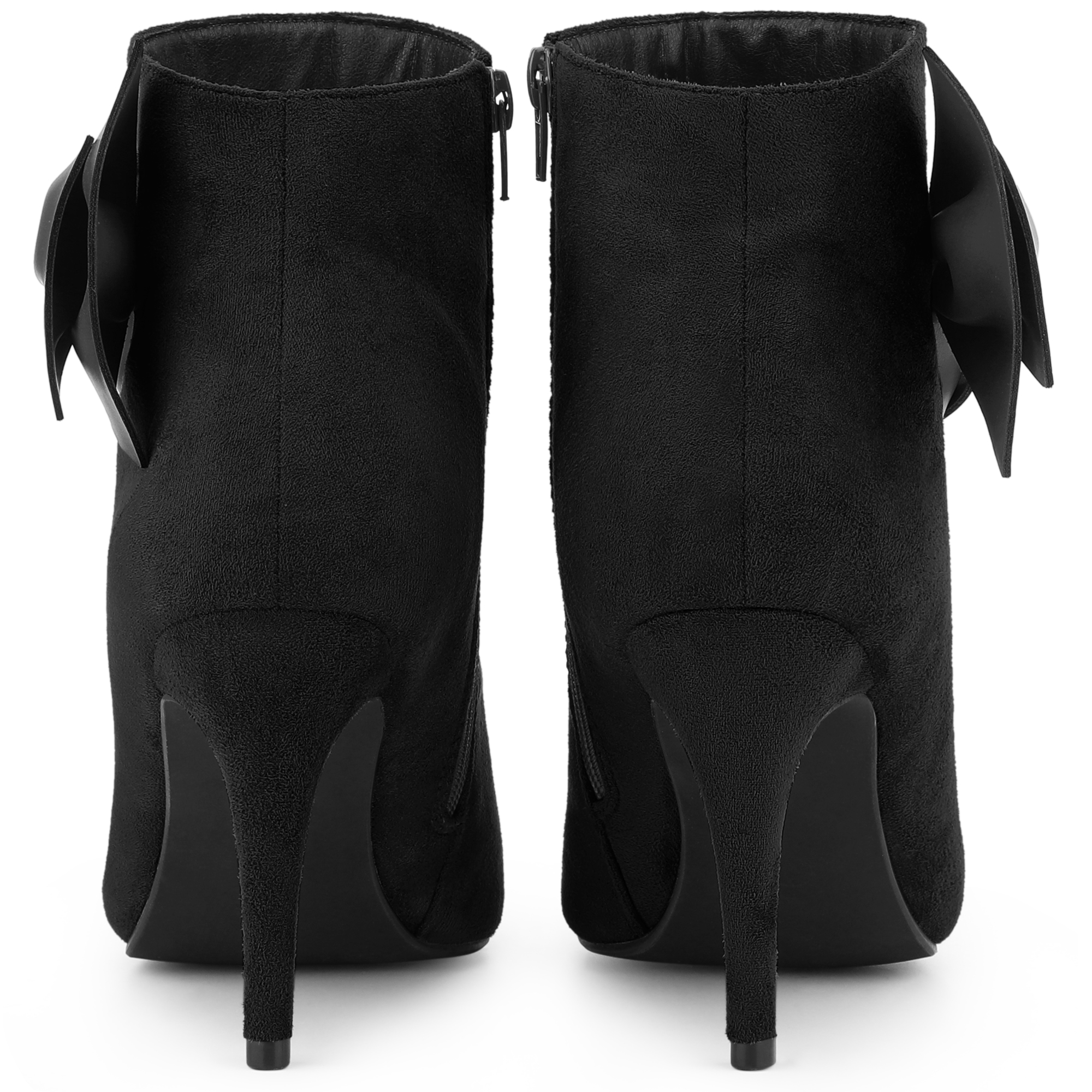 DARING DIVA Women's Pointy Toe Bow Stiletto Heel Ankle Boots Black US 9