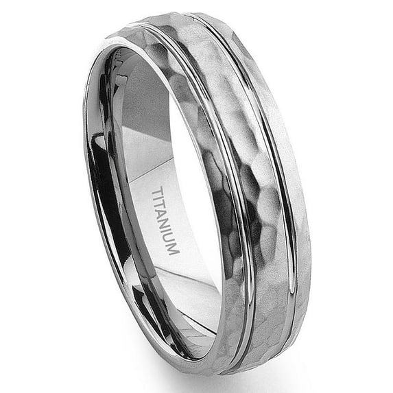 Titanium Kay Titanium Hammer Finish Double Groove Comfort Fit Mens Wedding Band Ring Sz 8.0