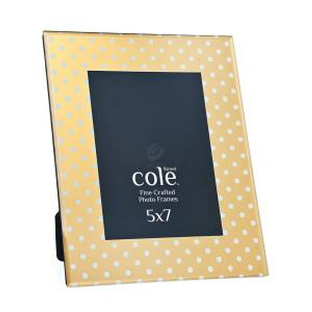 5x7 Gold with White Polka Dots Photo Picture Frame Standing Horizontal