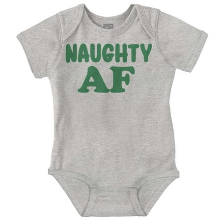 

Funny Christmas Humor Naughty AF Romper Boys or Girls Infant Baby Brisco Brands 12M