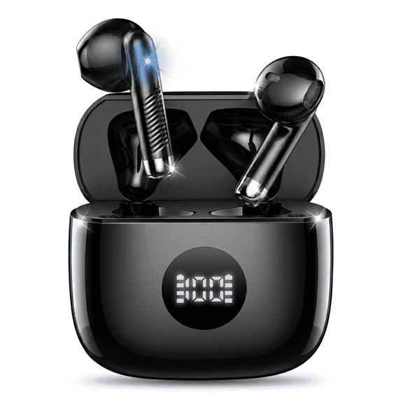 Wireless Earbuds, Bluetooth 5.4 in-EarEarphones, Hi-Fi Stereo 4 ENC Noise Cancelling Mic, 40H Playtime Dual LED Display IPX7 Waterproof Headphones, USB-C Sport Ear Buds for iOS Android