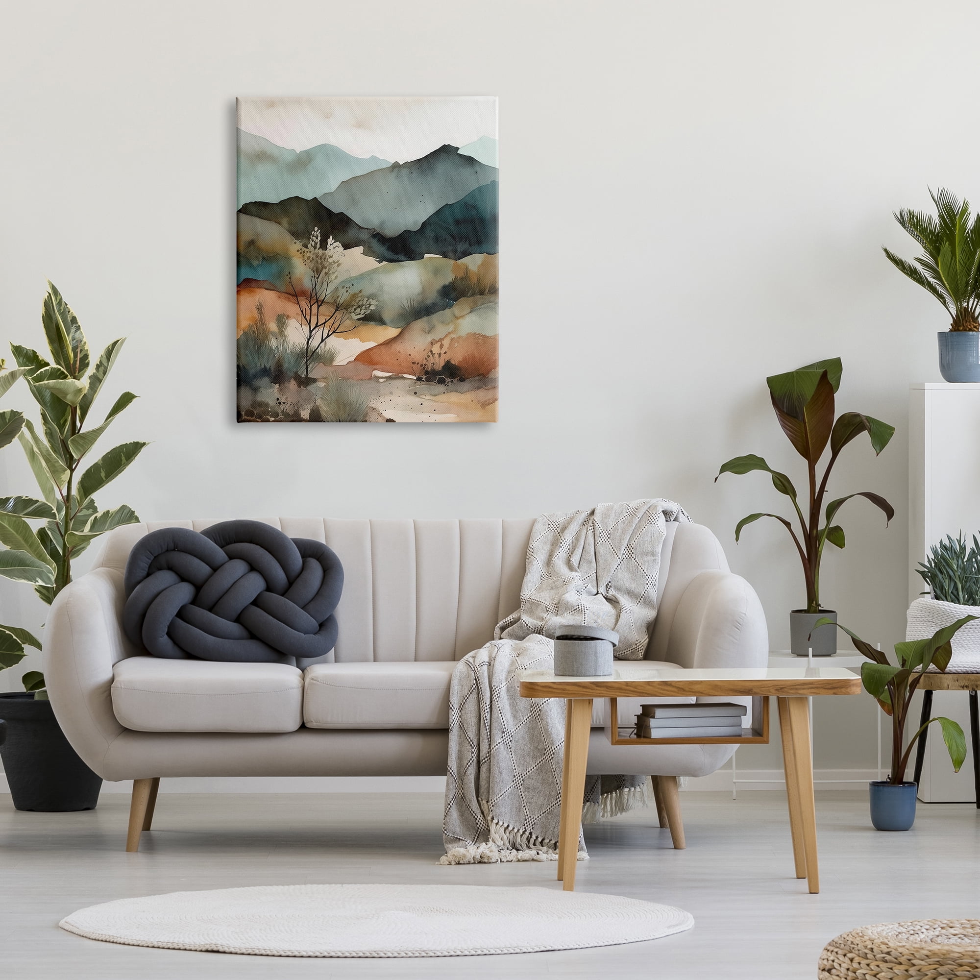 Stupell Industries Mountains Mood Abstract Landscape Painting Gallery Wrapped Canvas Art Print Wall Art, 30 x 40