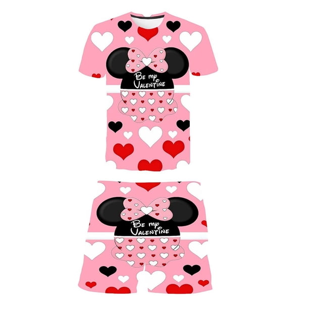 Verano Mickey Mouse conjunto ropa moda manga corta camisetas pantalones cortos ropa Minnie niñas dibujos animados disfraces casuales 1-14 años Old3T Gao Jinjia LED