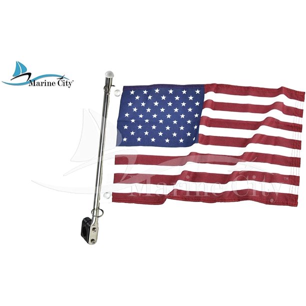MARINE CITY 316 Stainless Steel Flag Pole for Boat Yacht, and 12 Inches