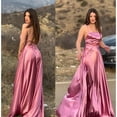 thumbnail image 6 of Women's Spaghetti Straps Prom Dresses Long Satin Bridesmaid Dress with Slit Formal Party Gown, 6 of 6