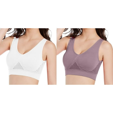 Kcodviy 2 Pcs New Women Yoga Gym Women S Sports Bras Fitness Sports Bra Push Women Bras Plus Size Up Hollow Bra Workout Strapless Front Buckle Lift Bra Gym Yoga Bra