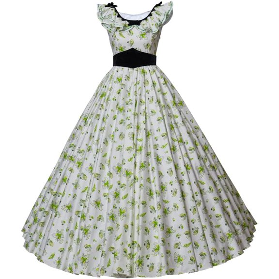 Gone with the Wind Scarlett Dress Cute Green Floral Southern Dress Gown