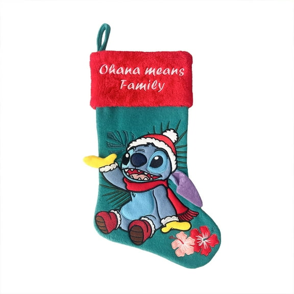 Stitch in Santa Hat Applique Christmas Stocking