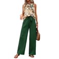thumbnail image 3 of Conjuntos de Verano de 2 Piezas para Mujer: Top Corto Sin Mangas, Pantalones Anchos y Sueltos, Conjuntos A Juego para Vacaciones. Verde XL, 3 of 9