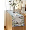 thumbnail image 5 of Table Runner 120 Inches Long for Kitchen Dining, Spring Purple Flowers Dresser Scarf Farmhouse, Dining Table Decorations for Wedding/Parties, Farmhouse Leaves Fences Gray Wood 13 x 120 In, 5 of 8