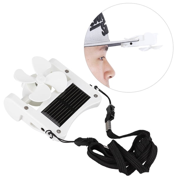 Mini ventilador solar con clip USB para acampar y escalar montañas - Blanco
