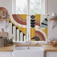 thumbnail image 2 of Geometric Tier Curtains, Abstract Black Middle Century Boho Yellow Red Stripes Light Filtering Kitchen Curtains, 2Pcs Rod Pocket Half Window Treatments Panels for Sink Cafe Cabinet Basement 27.5x45In, 2 of 9