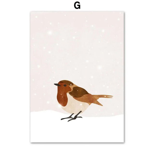 Carteles de Feliz Navidad, muñeco de nieve, Papá Noel, pino, árbol, bosque, pájaro, coche, regalo, arte de pared, impresiones en lienzo, imágenes, vacaciones, decoración del hogar
