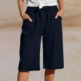 thumbnail image 2 of Ltctricy Bermuda Shorts for Women Elastic High Waisted Drawstring Pleated Wide Leg Knee Length Shorts Casual Long Shorts, 2 of 7