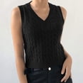 thumbnail image 2 of Dtydtpe Clearance Sales, Vests for Women, Women's Knitted V-Neck Vest Sleeveless Top Pullover Uniform Cropped Sweater Sleeveless Sweaters for Women, Black, 2 of 4