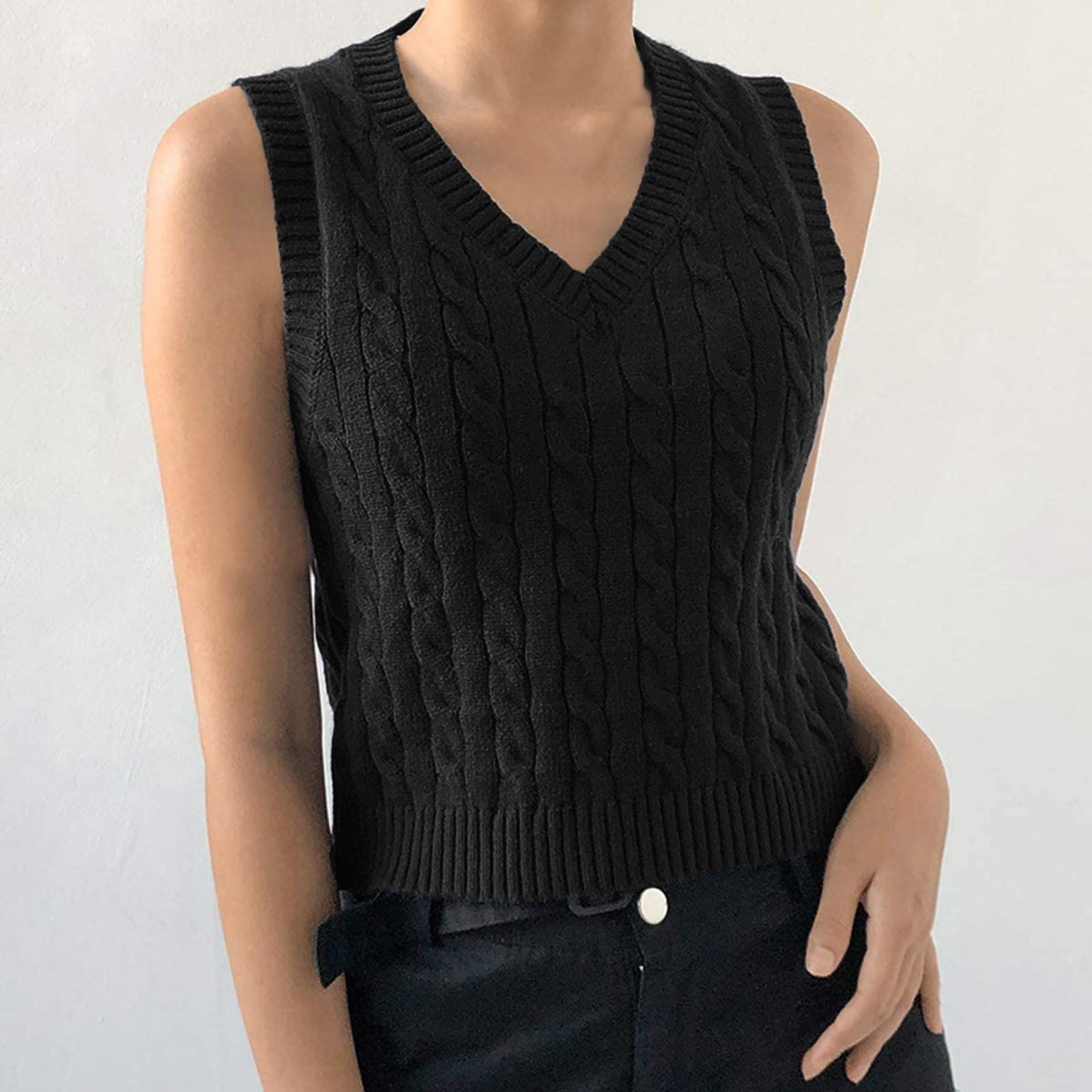 Black v neck cropped sweater online