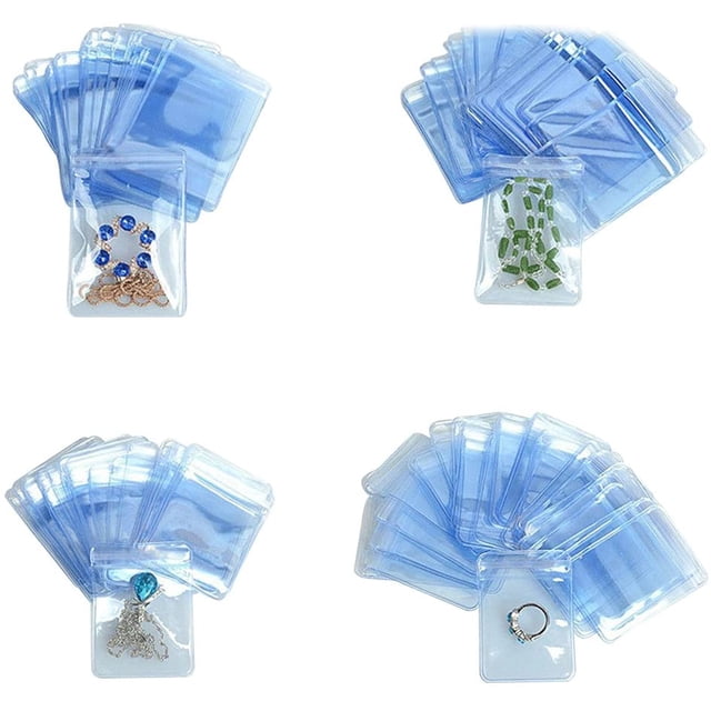 Self Seal Plastic Pack Zipper Lock Bags Clear PVC Antitarnish Jewelry Rings Earrings Packing Storage Pouch for Zip Transparent Anti-oxidation Lock Poly Pouch (100, 9x13cm (3.5x5.1 inch))