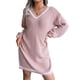 thumbnail image 3 of Vestido suelto, vestido con escote en V, vestido largo holgado con escote en V, vestido de manga larga con escote en V, confiable y duradero, 3 of 9