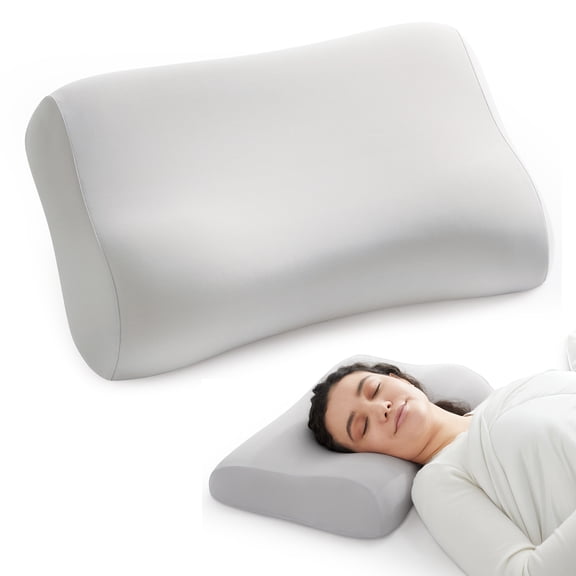 Jamdok Memory Foam Pillow, Dual Height Design with Removable Cover, Soft and Cool Fabric, Neck Support Pillow for Side Back Stomach Sleepers(Gray)