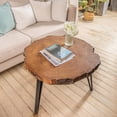 thumbnail image 4 of COSIEST Outdoor&Indoor Faux Wood Tree-Slice Round Concrete Side Table with Metal Legs, 4 of 6