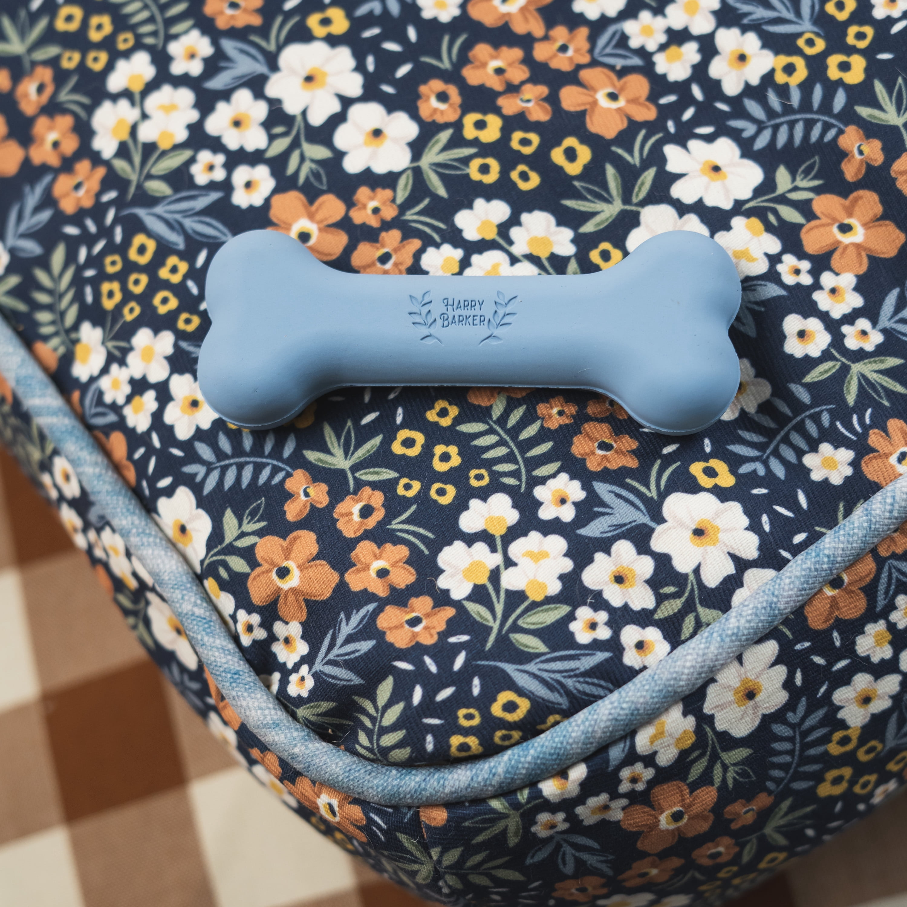 Harry Barker Durable All-Natural Rubber Bone for Dogs, Blue Small