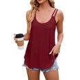 thumbnail image 1 of Gpoecd Camisole à Bretelles Spaghetti pour Femme, Mode d'Été, Maille Ajourée, Col Rond, Bretelles, Camisole Basique pour Femmes, Rouge, m, 1 of 6