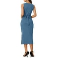 thumbnail image 3 of Unique Bargains Robe Midi Moulante Décontractée Sans Manches à Taille Croisée pour Femme Bleu m, 3 of 5