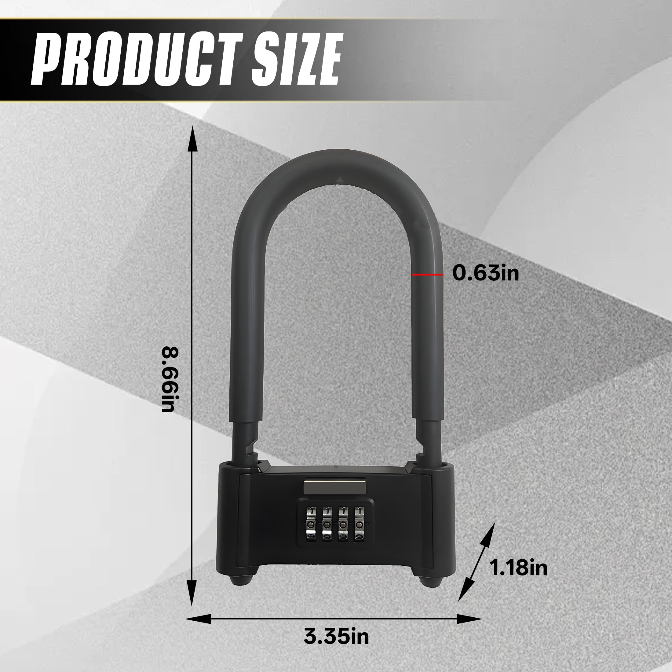 ZHZFKQ Bike Lock,Heavy Duty Anti-Theft Combination U Lock,Waterproof and Corrosion Resistant,Secure Bicycle Lock for Outdoor Use and City Commuting