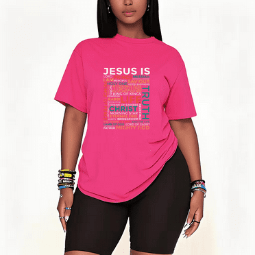 Womens 2 Piece Oversized Lounge Outfit Casual Summer Sets Christian Graphic Funny Letter Printed Crew Neck T-Shirt and Shorts Matching Clothing Sets-Pink-2XL