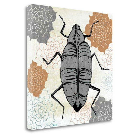 Tangletown Fine Art Beetle on Flowers Canvas Ready To Hang Giclee Print Wall Art By Shanni Welsh