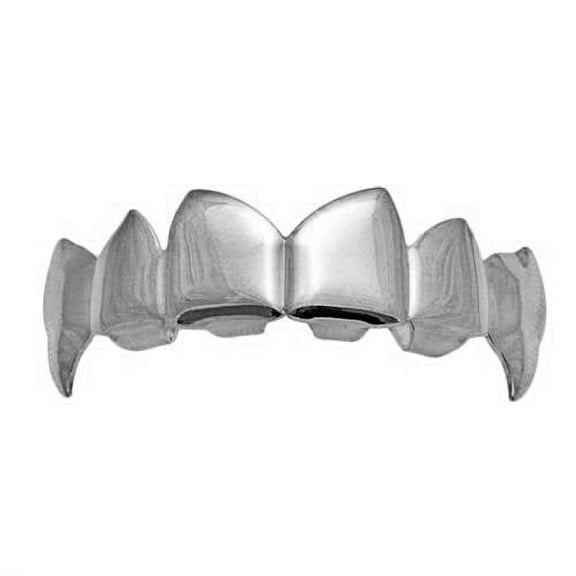 Vampire Grillz Fangs Silver Tone Upper Top Teeth Fang Hip Hop Dracula Grills