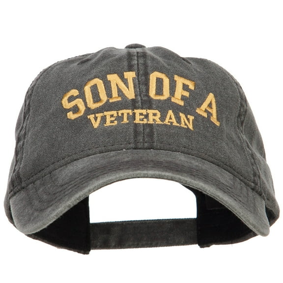 Son of a Veteran Embroidered Washed Cap - Black OSFM