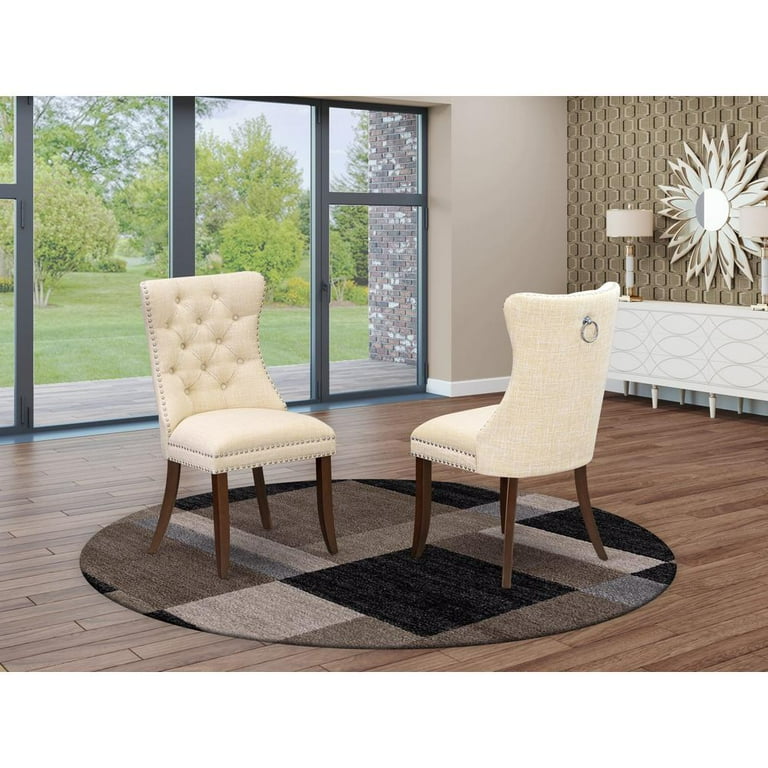 East West Furniture Parsons Dining Chairs Light Beige Linen