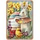 thumbnail image 1 of Funny Tin Sign Easter Greetings Bunny Chicken Egg Iron Bar Cafe Living Room Kitchen Home Decoration 8x12 Inches, 1 of 4