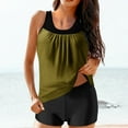 thumbnail image 2 of nerohusy Swimsuit Women Tankini Boy Shorts,Womens Tankini Swimsuits 2024 Tummy Control Two Piece Swimsuits Blouson Tankini Top with Shorts Pleated Bathing Suit Army Green,M, 2 of 5