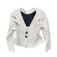 thumbnail image 1 of Kidsy Toddler Girls Polka Dots Blazer Jacket  – Notched Lapel, Two Button Closures, NAVY DOT, 4, 1 of 9