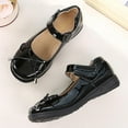 thumbnail image 5 of Fesfesfes Girls Bow Leather Dress Shoes British Style Soft Soled Princess Flats for Spring Summer,School Performance Party Shoes,Low Heel Cute Flats(Black,4.5 Years), 5 of 6