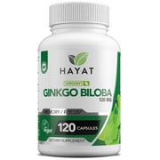 Hayat Vitamins Vegan Natural Ginkgo Biloba 120 MG, Certified Halal, 120 Capsules