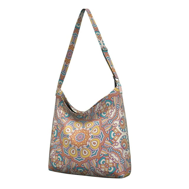 Folk Style Mandala Pattern Handbag Versatile Minimalist Travel & Work Tote for Women