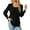Black, variant on TIANZEN Women's Solid Color Pleated Square Collar Long Sleeve Dovetail Solid Color T Shirt Womens Athletic Shirts Short Sleeve